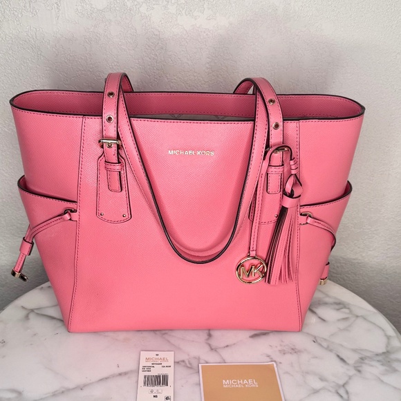 Michael Kors genuine Voyager Large soft Leather Tote BagTea Rose NWT